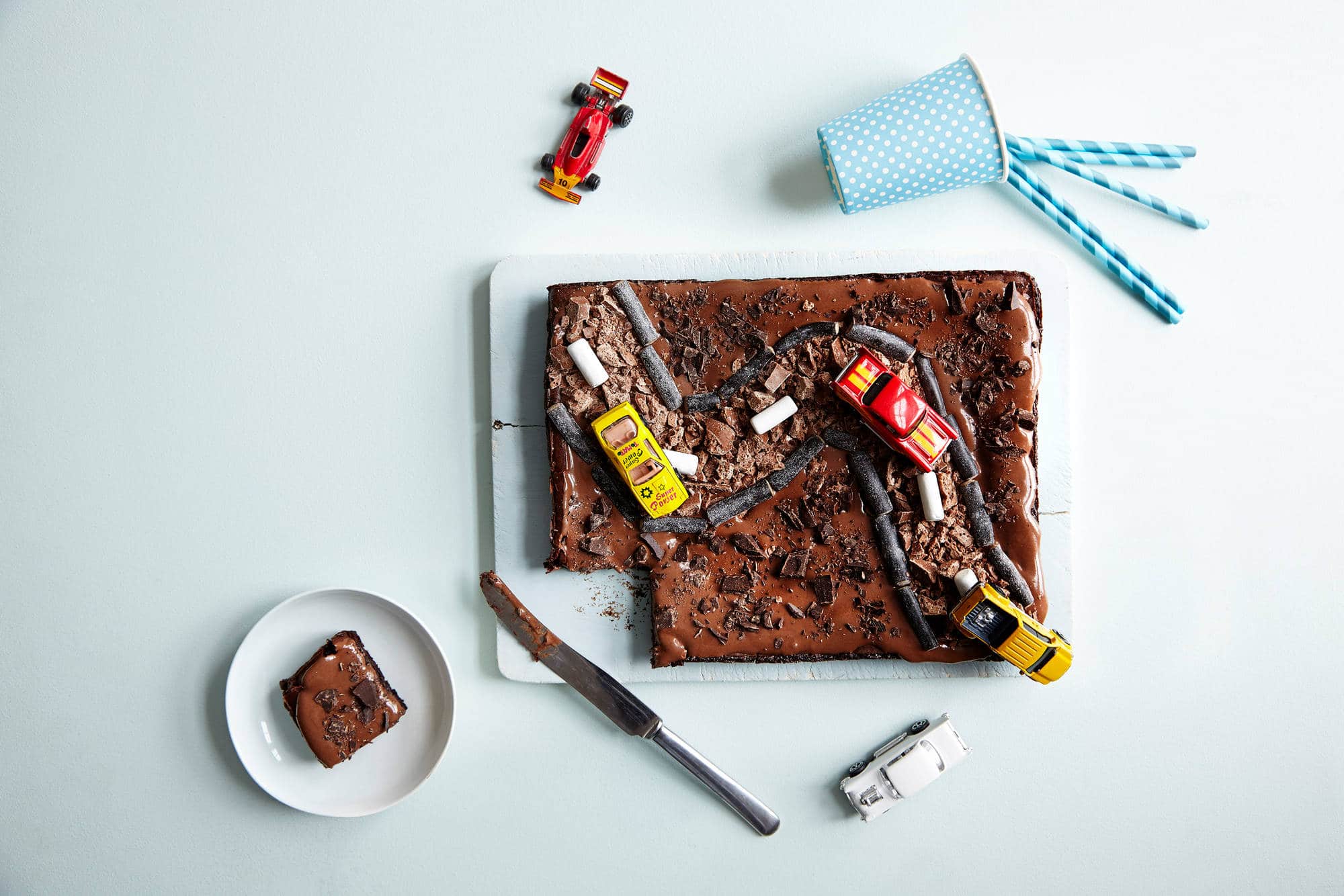 Brownies-formet-som-bilbane